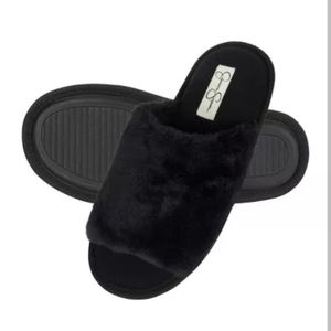 💕Jessica Simpson Womens Fuzzy Open Toe Slide Slippers💕Size XL 9/10